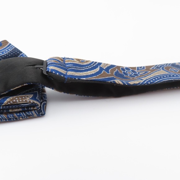 Countess Mara Bow Tie Blue Brown Paisley 2.5" Wide Pre Tie Polyester - Picture 5 of 5